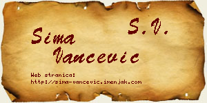 Sima Vančević vizit kartica